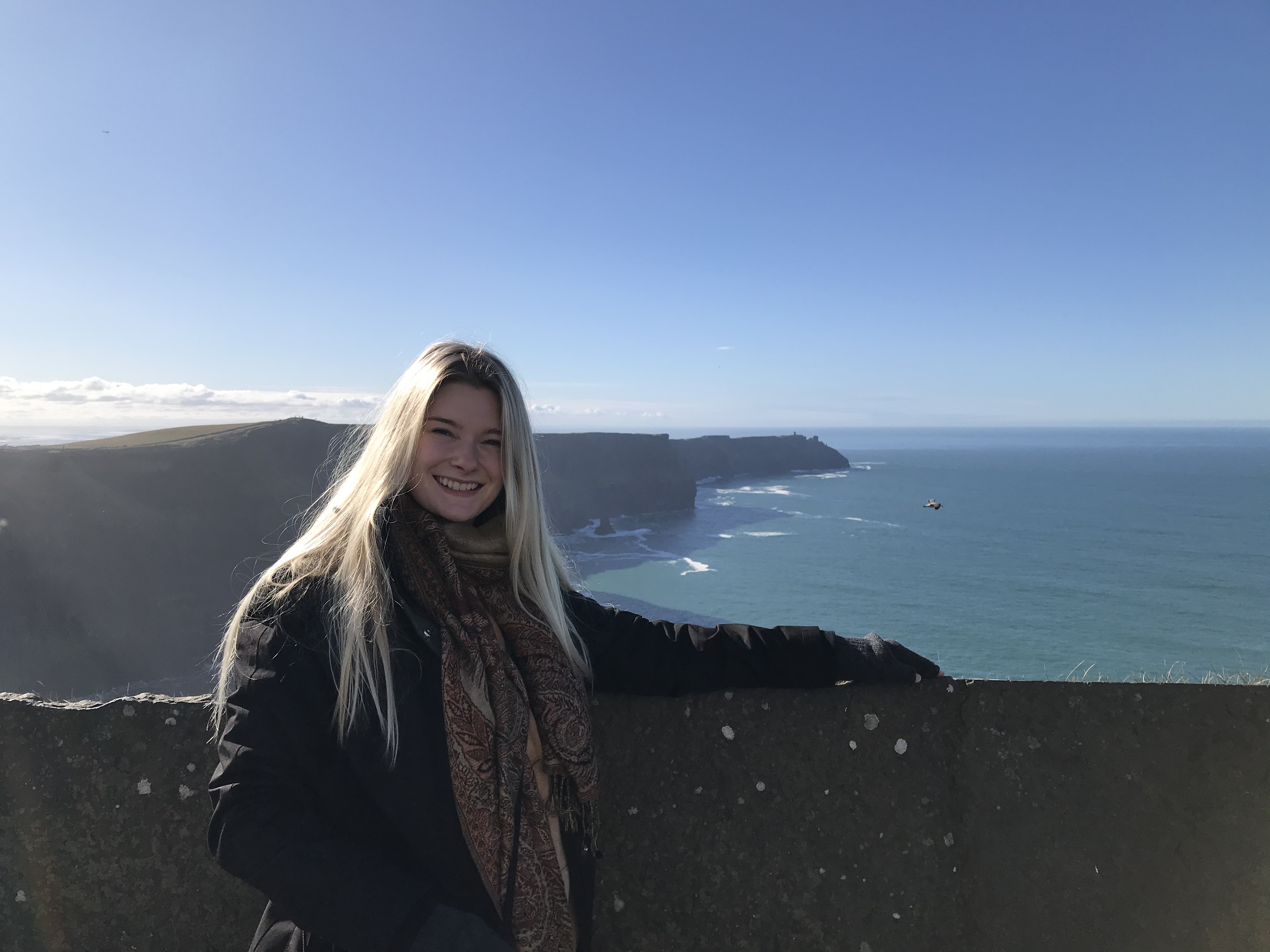 Rachel at the Cliffs of Moher in Ireland